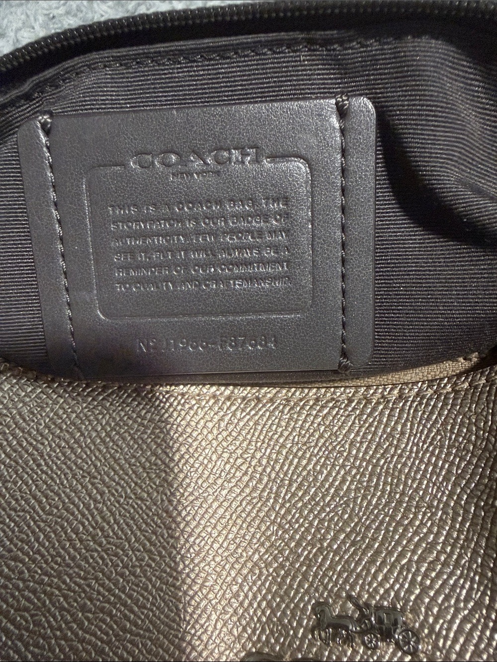 Coach Metallic Champagne Tote in Shimmery Gold-Taupe - Picture 2 of 7